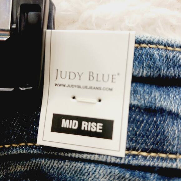 Jeans Judy Blue Boyfriend Distressed Mid Rise Medium Wash Boho Grunge Size 7/28 - Picture 5 of 16